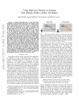 Using High-Level Patterns to Estimate How Humans Predict a Robot will Behave