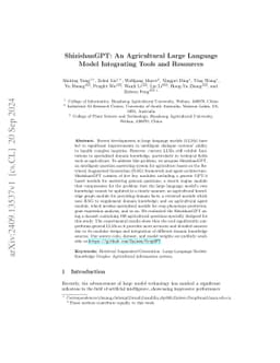 ShizishanGPT: An Agricultural Large Language Model Integrating Tools and
  Resources