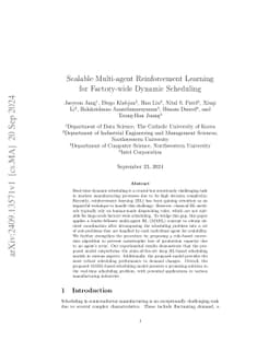 Scalable Multi-agent Reinforcement Learning for Factory-wide Dynamic
  Scheduling