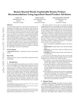 Beauty Beyond Words: Explainable Beauty Product Recommendations Using
  Ingredient-Based Product Attributes