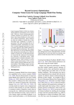 Beyond Accuracy Optimization: Computer Vision Losses for Large Language
  Model Fine-Tuning