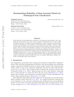 Benchmarking Reliability of Deep Learning Models for Pathological Gait
  Classification