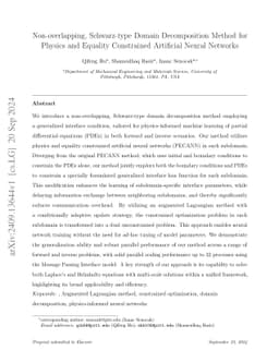 Non-overlapping, Schwarz-type Domain Decomposition Method for Physics
  and Equality Constrained Artificial Neural Networks