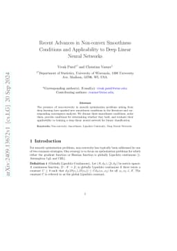 Recent Advances in Non-convex Smoothness Conditions and Applicability to
  Deep Linear Neural Networks