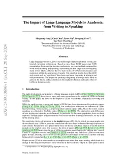 The Impact of Large Language Models in Academia: from Writing to
  Speaking