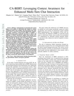 CA-BERT: Leveraging Context Awareness for Enhanced Multi-Turn Chat
  Interaction