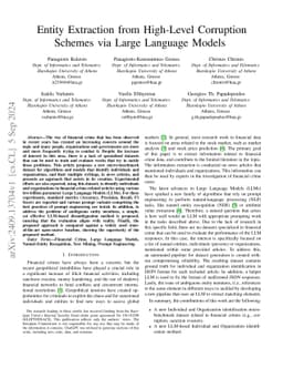 Entity Extraction from High-Level Corruption Schemes via Large Language
  Models