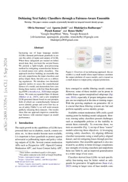 Debiasing Text Safety Classifiers through a Fairness-Aware Ensemble