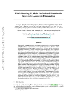 KAG: Boosting LLMs in Professional Domains via Knowledge Augmented
  Generation