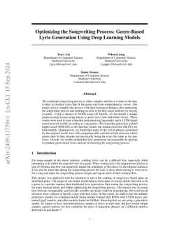 Optimizing the Songwriting Process: Genre-Based Lyric Generation Using
  Deep Learning Models