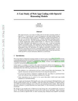 A Case Study of Web App Coding with OpenAI Reasoning Models