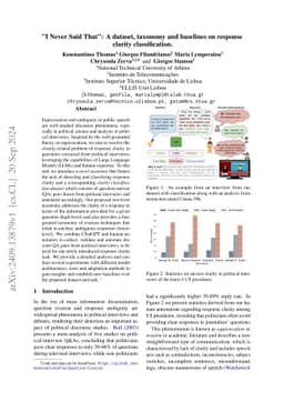"I Never Said That": A dataset, taxonomy and baselines on response
  clarity classification