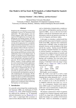 One Model is All You Need: ByT5-Sanskrit, a Unified Model for Sanskrit
  NLP Tasks