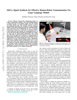 SiSCo: Signal Synthesis for Effective Human-Robot Communication Via
  Large Language Models