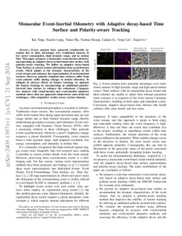 Monocular Event-Inertial Odometry with Adaptive decay-based Time Surface
  and Polarity-aware Tracking