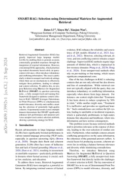 SMART-RAG: Selection using Determinantal Matrices for Augmented
  Retrieval