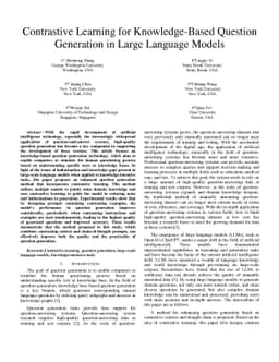 Contrastive Learning for Knowledge-Based Question Generation in Large
  Language Models