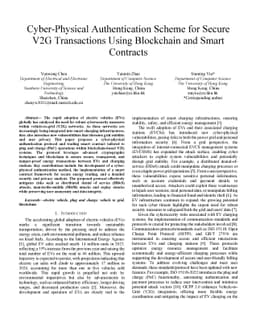Cyber-Physical Authentication Scheme for Secure V2G Transactions