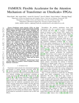FAMOUS: Flexible Accelerator for the Attention Mechanism of Transformer
  on UltraScale+ FPGAs