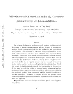 Refitted cross-validation estimation for high-dimensional subsamples
  from low-dimension full data