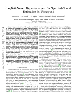 Implicit Neural Representations for Speed-of-Sound Estimation in
  Ultrasound