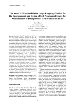 The use of GPT-4o and Other Large Language Models for the Improvement
  and Design of Self-Assessment Scales for Measurement of Interpersonal
  Communication Skills