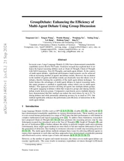 GroupDebate: Enhancing the Efficiency of Multi-Agent Debate Using Group
  Discussion