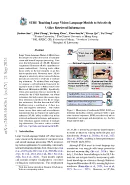 SURf: Teaching Large Vision-Language Models to Selectively Utilize
  Retrieved Information
