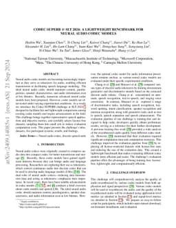 Codec-SUPERB @ SLT 2024: A lightweight benchmark for neural audio codec
  models