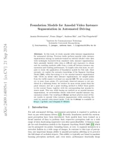 Foundation Models for Amodal Video Instance Segmentation in Automated
  Driving