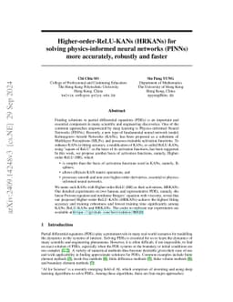 Higher-order-ReLU-KANs (HRKANs) for solving physics-informed neural
  networks (PINNs) more accurately, robustly and faster