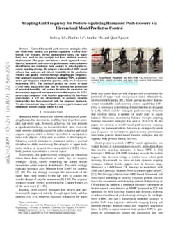 Adapting Gait Frequency for Posture-regulating Humanoid Push-recovery via Hierarchical Model Predictive Control