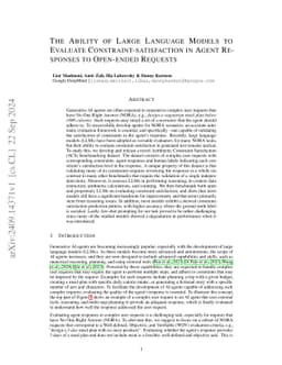 The Ability of Large Language Models to Evaluate Constraint-satisfaction
  in Agent Responses to Open-ended Requests