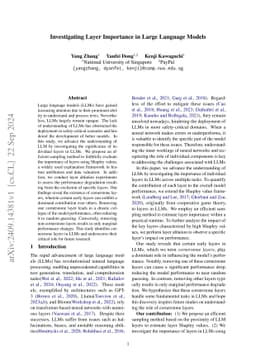 Investigating Layer Importance in Large Language Models