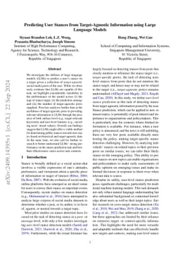 Predicting User Stances from Target-Agnostic Information using Large
  Language Models