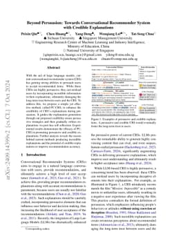 Beyond Persuasion: Towards Conversational Recommender System with
  Credible Explanations