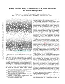 Scaling Diffusion Policy in Transformer to 1 Billion Parameters for
  Robotic Manipulation