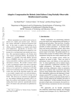 Adaptive Compensation for Robotic Joint Failures Using Partially
  Observable Reinforcement Learning
