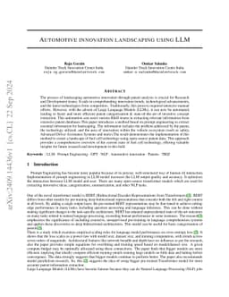 Automotive innovation landscaping using LLM