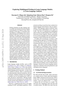 Exploring Multilingual Probing in Large Language Models: A Cross-Language Analysis