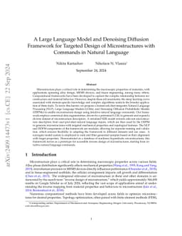 A Large Language Model and Denoising Diffusion Framework for Targeted
  Design of Microstructures with Commands in Natural Language