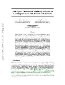 TabGraphs: A Benchmark and Strong Baselines for Learning on Graphs with
  Tabular Node Features