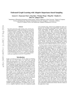 Federated Graph Learning with Adaptive Importance-based Sampling