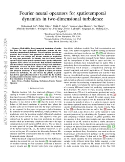 Fourier neural operators for spatiotemporal dynamics in two-dimensional
  turbulence