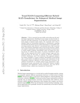 TransUKAN:Computing-Efficient Hybrid KAN-Transformer for Enhanced
  Medical Image Segmentation