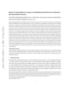 Robust Training Objectives Improve Embedding-based Retrieval in
  Industrial Recommendation Systems