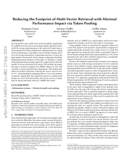 Reducing the Footprint of Multi-Vector Retrieval with Minimal
  Performance Impact via Token Pooling