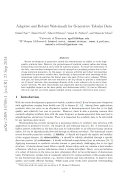 Adaptive and Robust Watermark for Generative Tabular Data