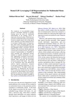 MemeCLIP: Leveraging CLIP Representations for Multimodal Meme
  Classification