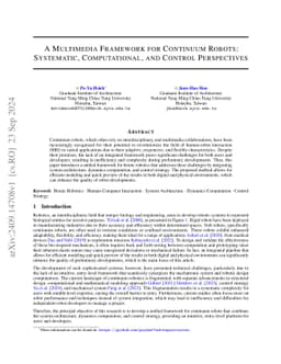 A Multimedia Framework for Continuum Robots: Systematic, Computational,
  and Control Perspectives